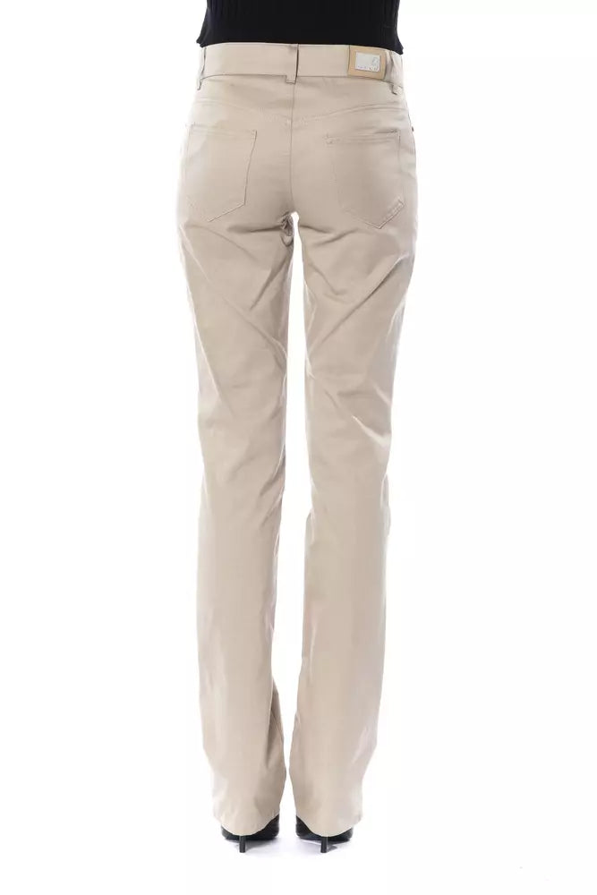 Elegantes pantalones de algodón beige