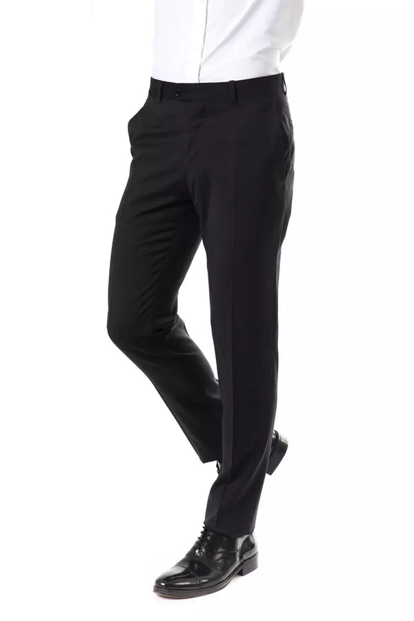 Elegantes pantalones de traje de lana gris