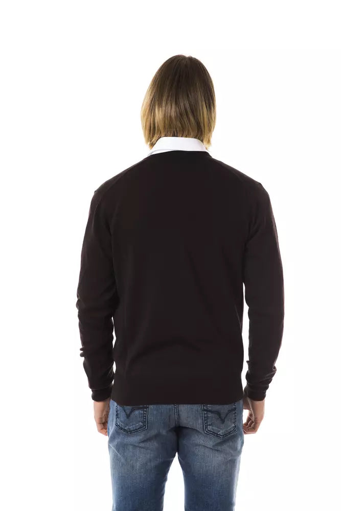 Brown Merino Wool Men Sweater