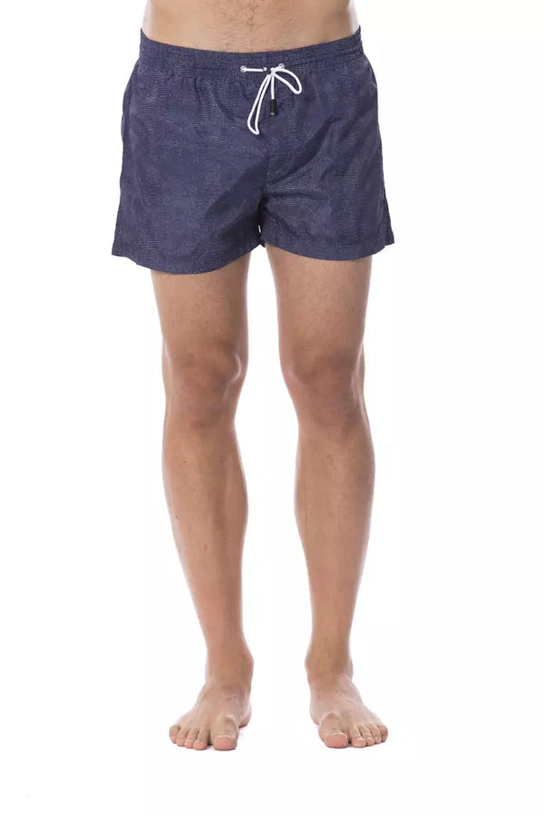 Blue Polyester Men's Swimwear