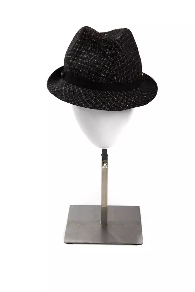 Elegante cappello di miscela di lana nera