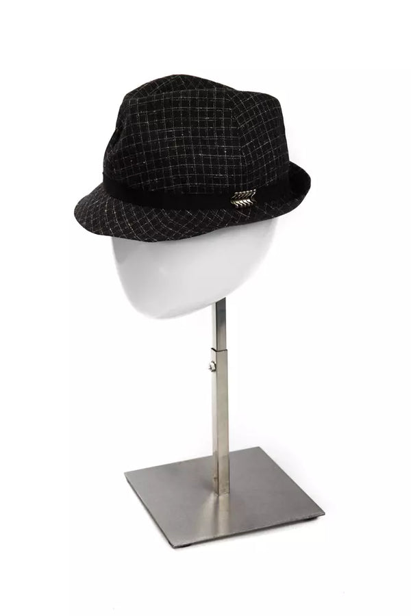 Elegante cappello di miscela di lana nera