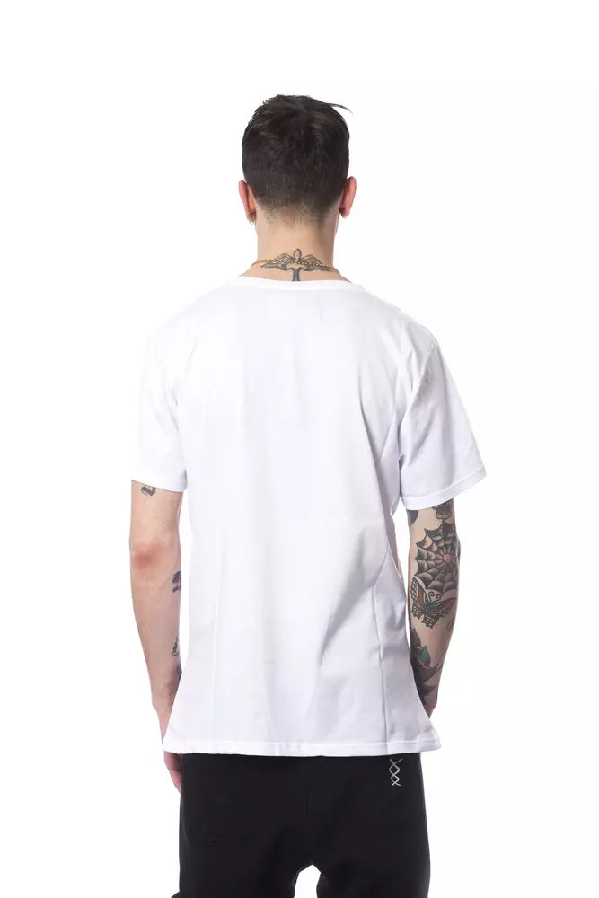 Elegante camiseta de cuello redondo blanco estampado