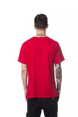 Elegante camiseta de cuello redondo rojo impreso