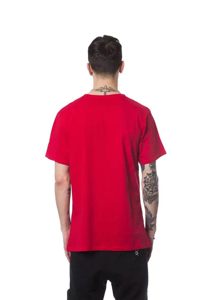 Elegantes rotes rundes Hals gedrucktes T -Shirt