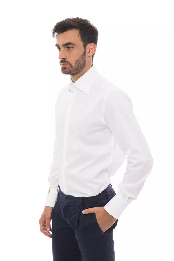 Elegante camicia di cotone bianco monogrammata