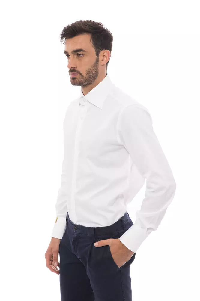 Chemise en coton blanc monogrammé élégant