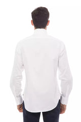 Elegante camisa de algodón blanco con monograma