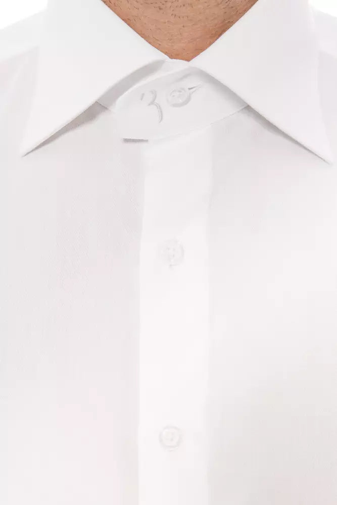 Chemise en coton blanc monogrammé élégant