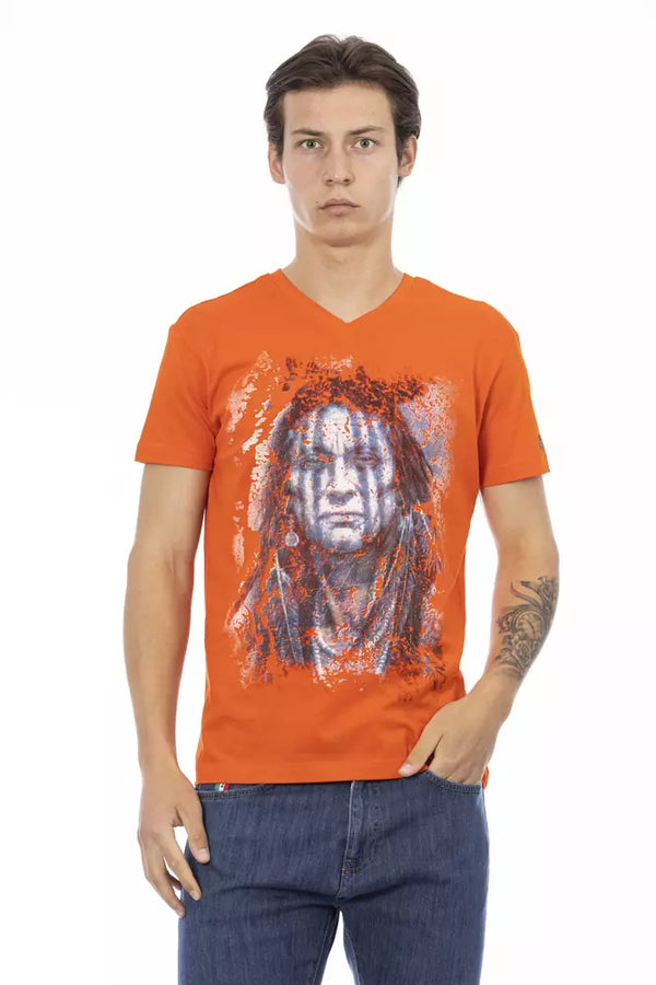 Orange Cotton Men T-Shirt