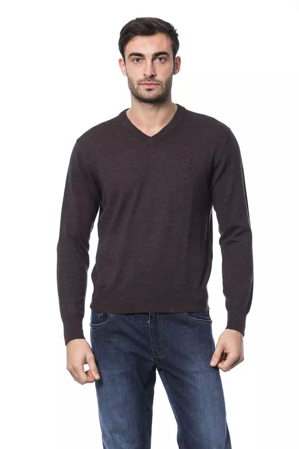 Brown Merino Wool Men Sweater