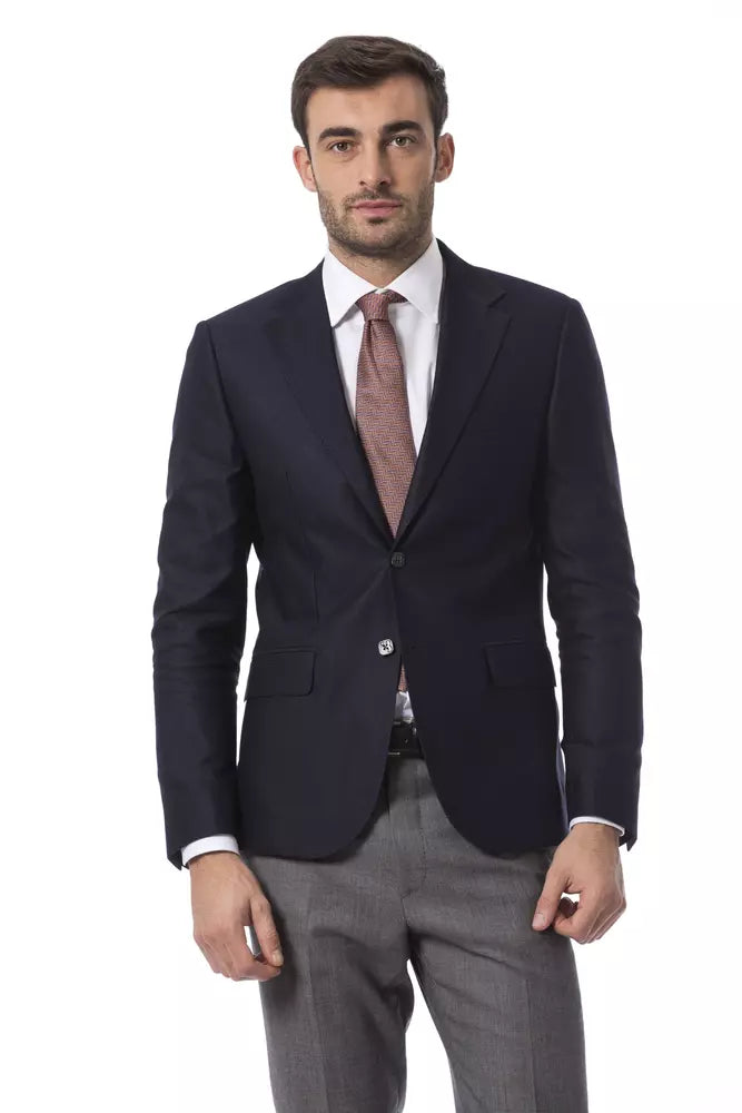 Elegante chaqueta de lana azul para hombres