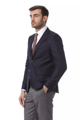 Elegante chaqueta de lana azul para hombres