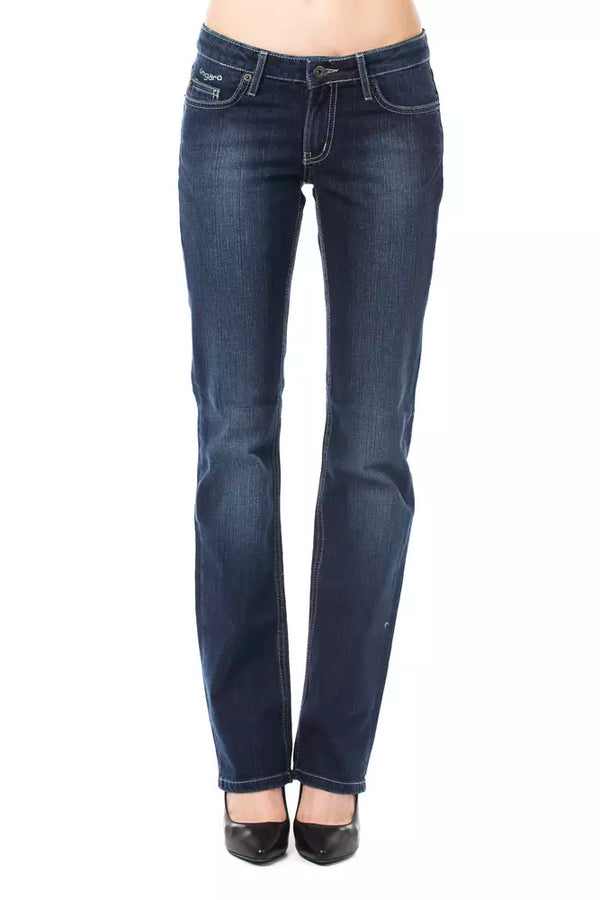 Jeans blu in forma regolare chic con dettagli logo