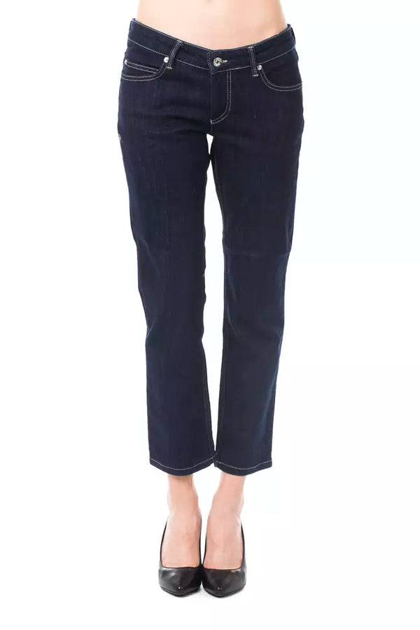 Chic Blue Capri Jeans con detalles de botones