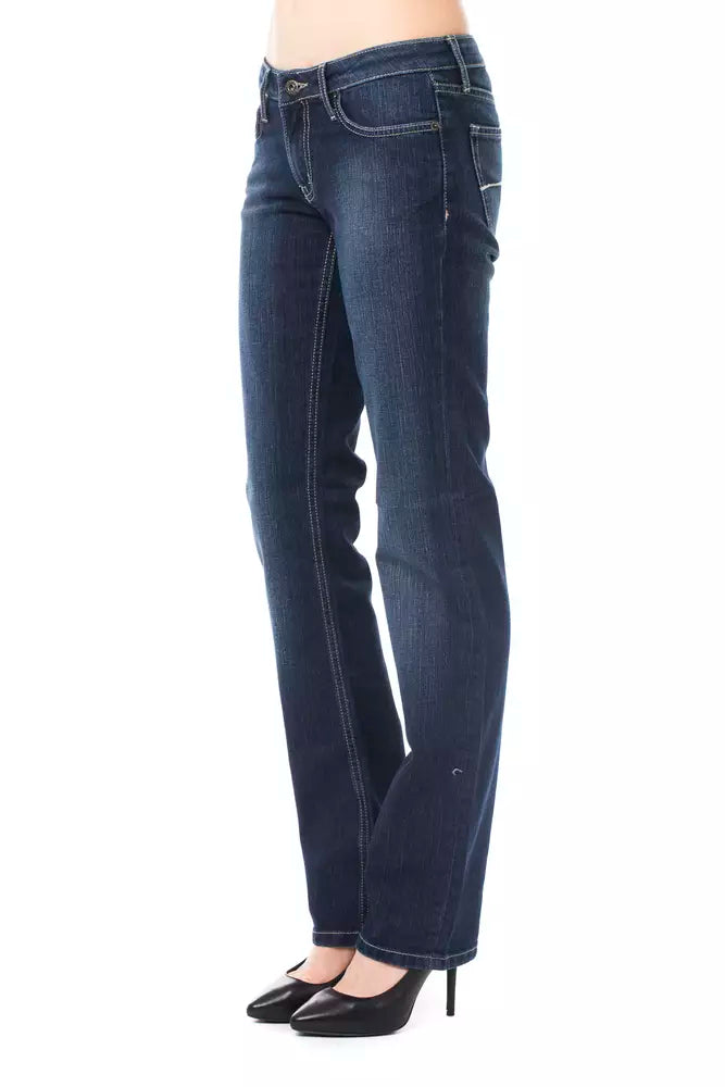 Jeans blu in forma regolare chic con dettagli logo