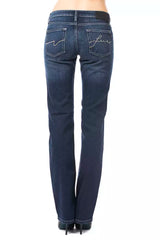 Jeans blu in forma regolare chic con dettagli logo