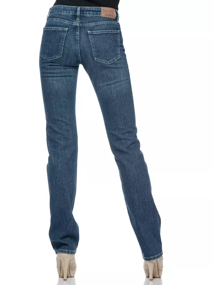 Jeans blu in forma regolare chic con dettagli logo unici