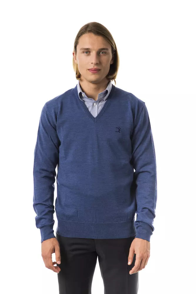 Sticked V-Ausck Merino Wollpullover