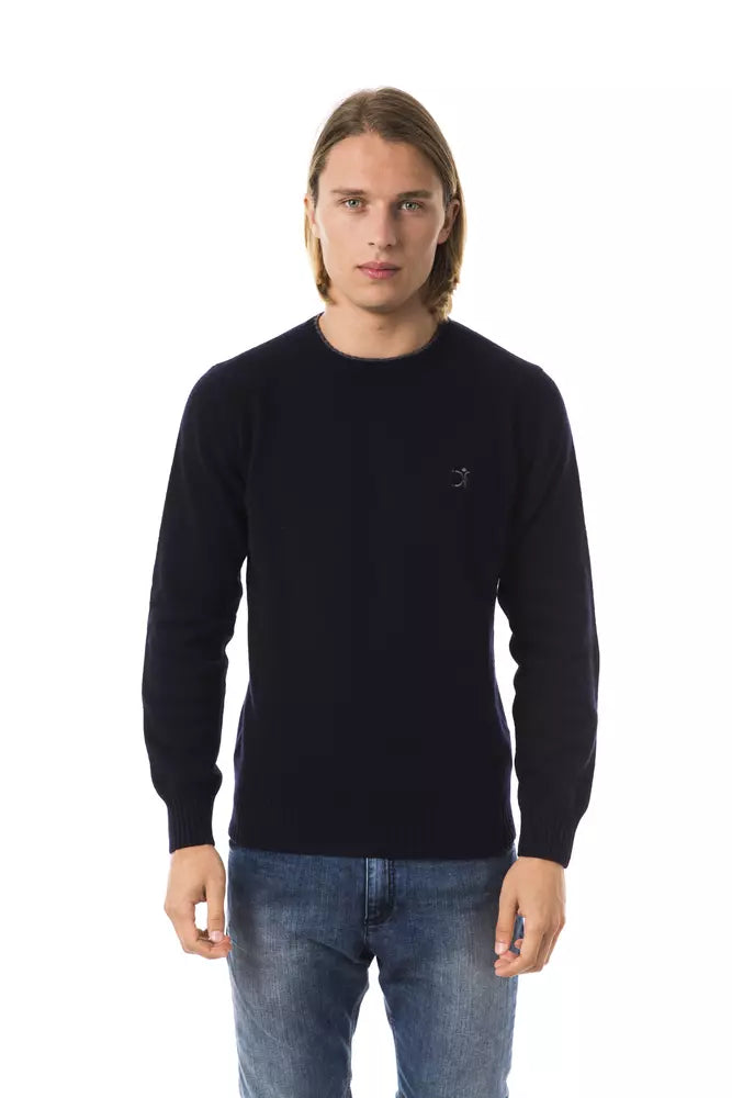 Exquisite gestickte Crew -Hals -Wollpullover