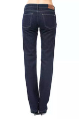 Jeans de lujo elegante azul de ajuste regular