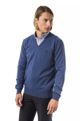 Sticked V-Ausck Merino Wollpullover