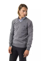 Gray Merino Wool Men Sweater