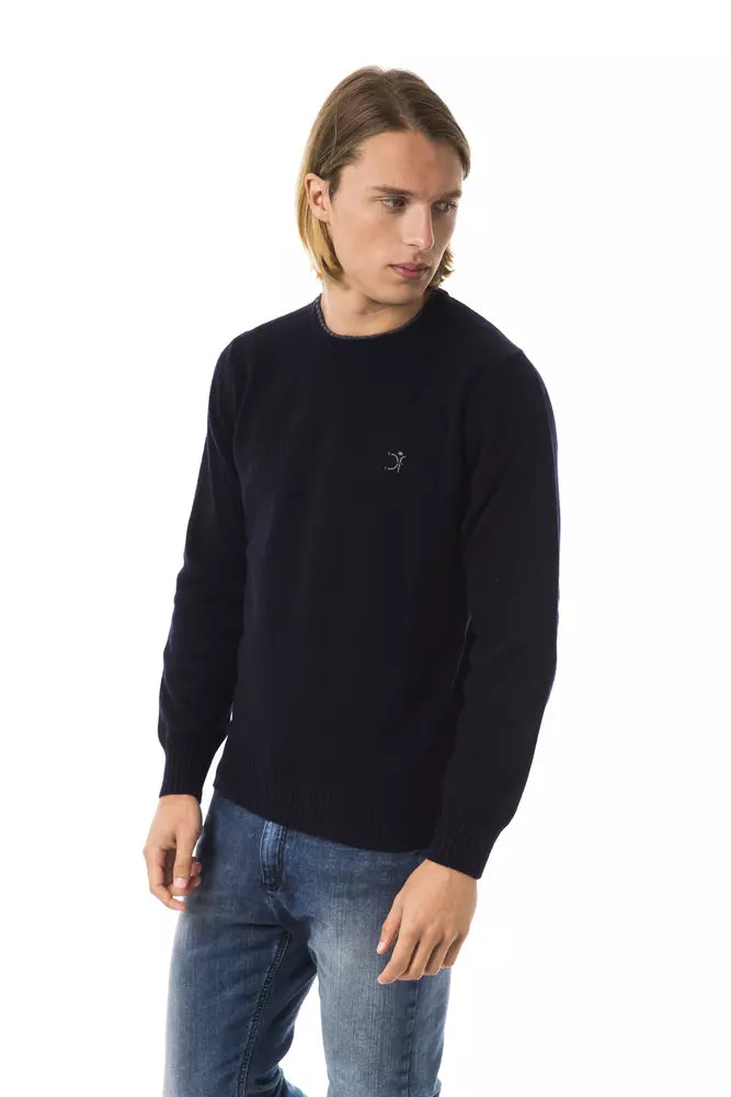 Exquisite gestickte Crew -Hals -Wollpullover