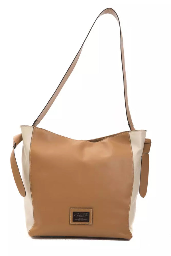 Elegante bolso de hombro de cuero en rico marrón