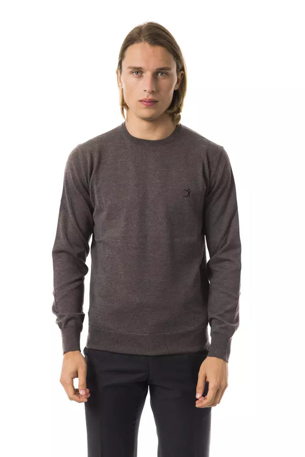 Κομψό γκρι Merino Wool Crew Neck πουλόβερ