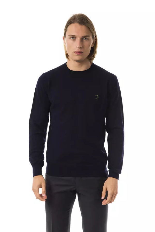 Eleganter gestickter Crew Neck Wollpullover