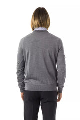 Bestickter V-Ausschnitt Extrafine Merino Wollpullover