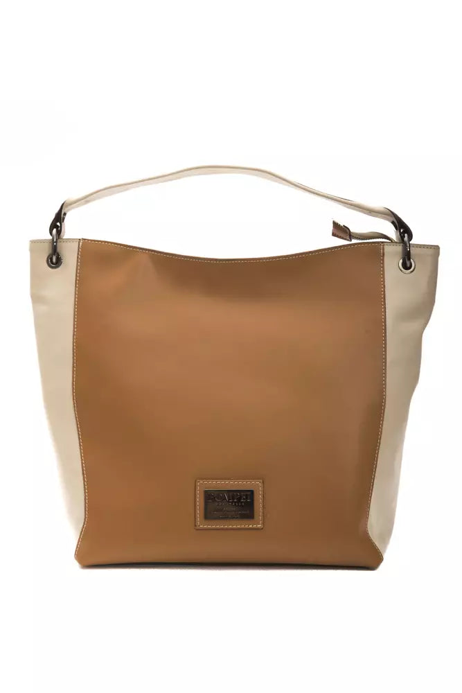 Elegante bolso de hombro de cuero en rico marrón