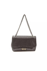 Elegante bolso cruzado de cuero gris