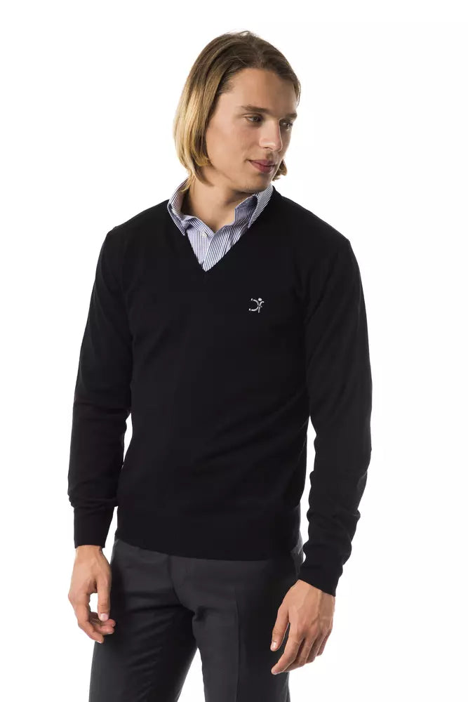 Sticked V-Ausck Merino Wollpullover