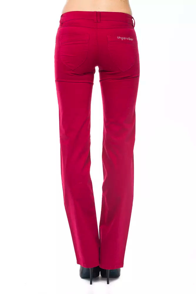 Ravishing Red Regular Fit Pantals avec des détails chics