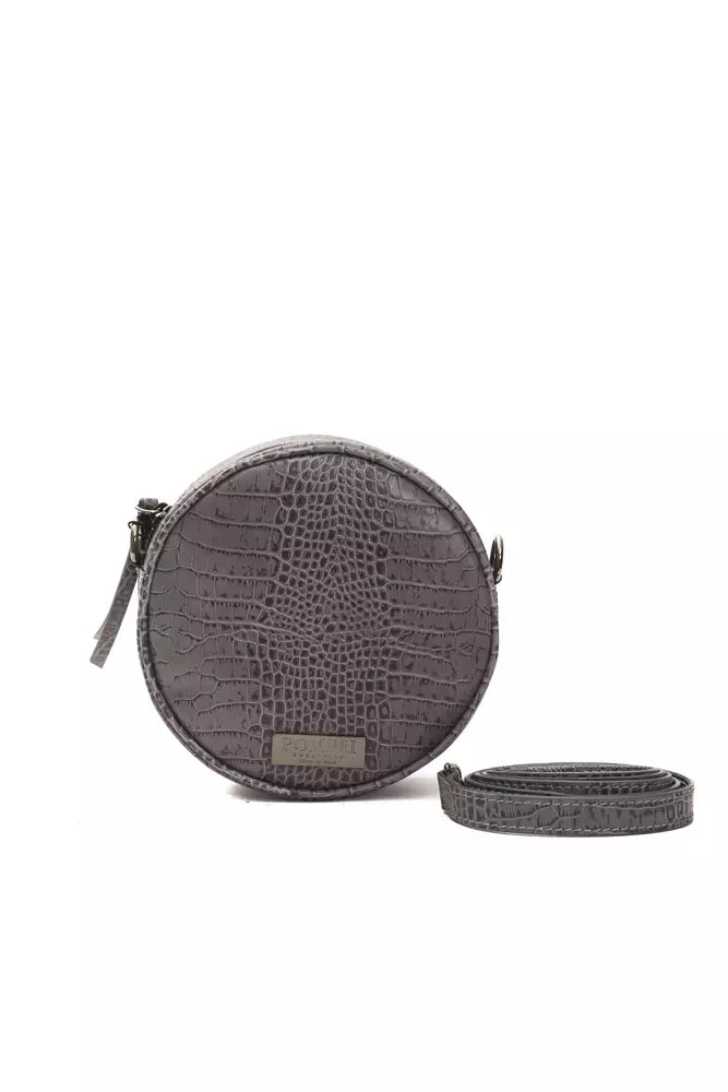 Chic Grey Croc-Embossed Crossbody