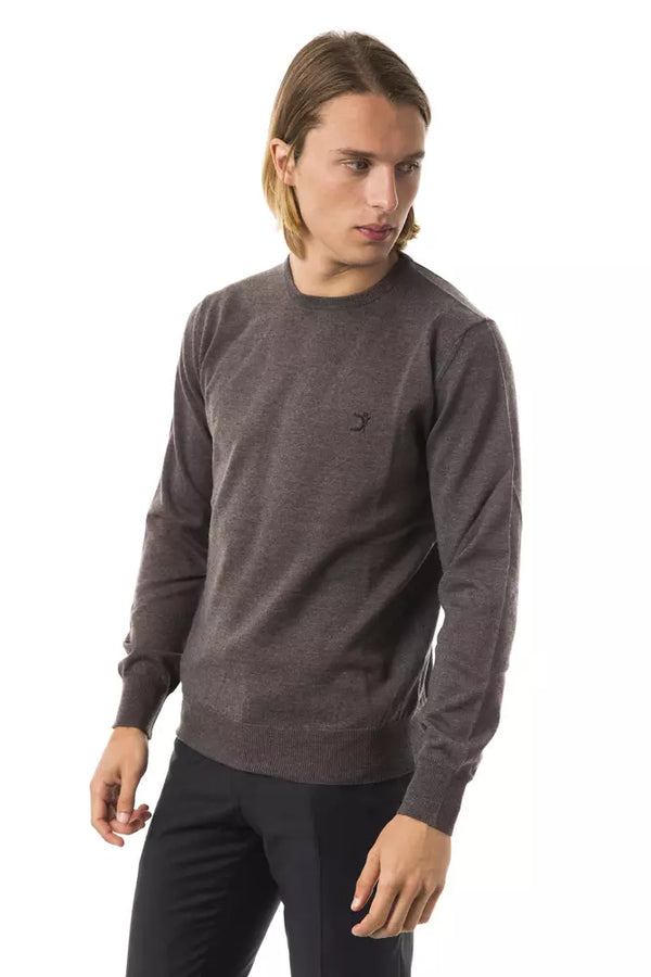 Κομψό γκρι Merino Wool Crew Neck πουλόβερ