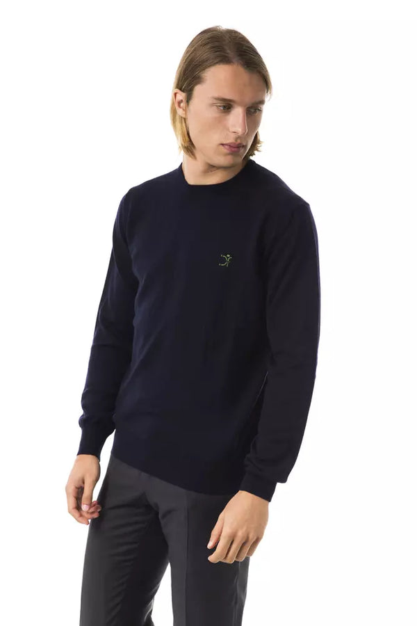 Eleganter gestickter Crew Neck Wollpullover