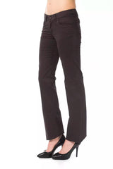 Élégant pantalon de créateur en ajustement régulier brun