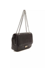 Elegante schwarze Leder -Crossbody -Tasche