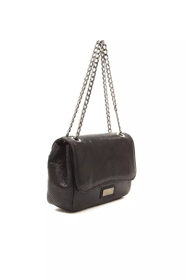 Elegante schwarze Leder -Crossbody -Tasche