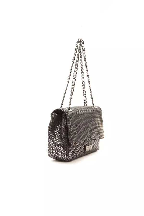 Elegante borsa a traversa in pelle grigia