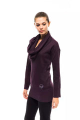 Pull encent en collier haut en violet