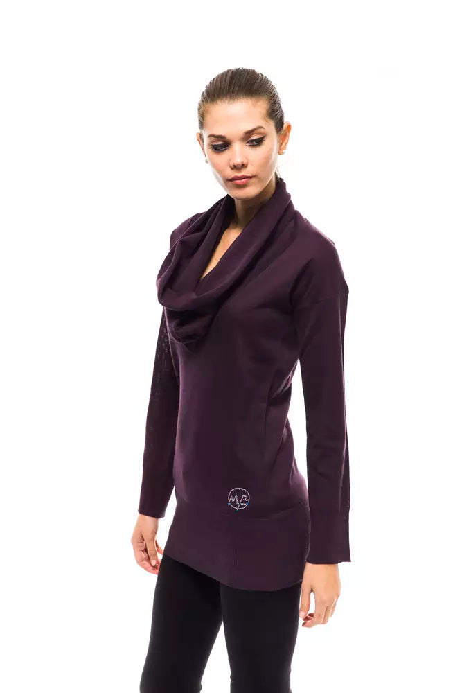 Pull encent en collier haut en violet