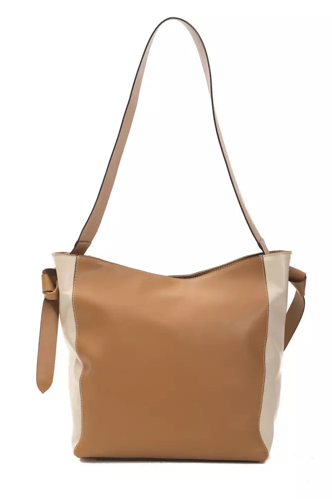 Elegante bolso de hombro de cuero en rico marrón