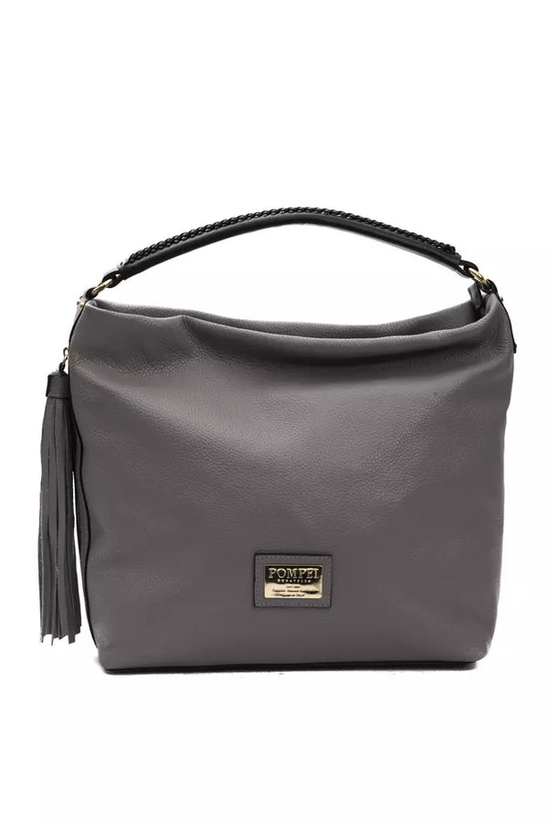 Bolso de hombro de cuero gris elegante