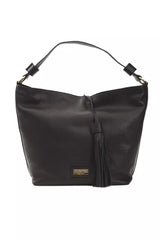 Elegante bolso de hombro de cuero en negro atemporal