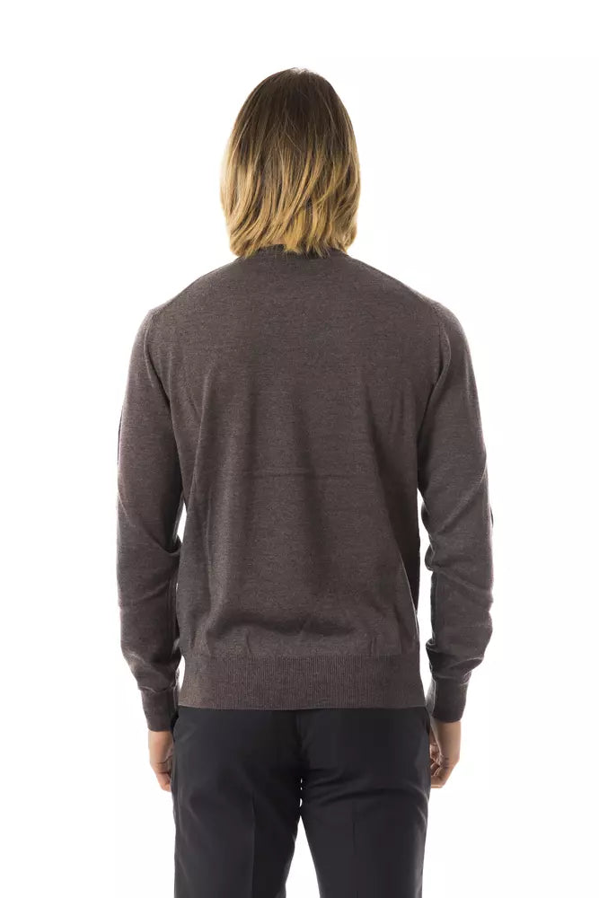 Κομψό γκρι Merino Wool Crew Neck πουλόβερ