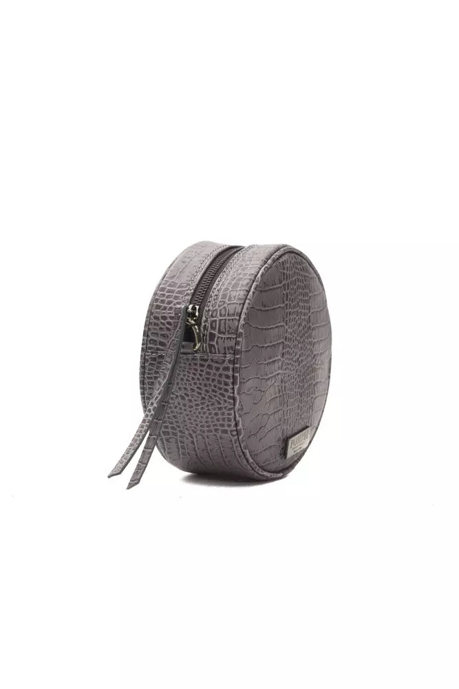 Chic Gray Croc-Embossed Crossbody